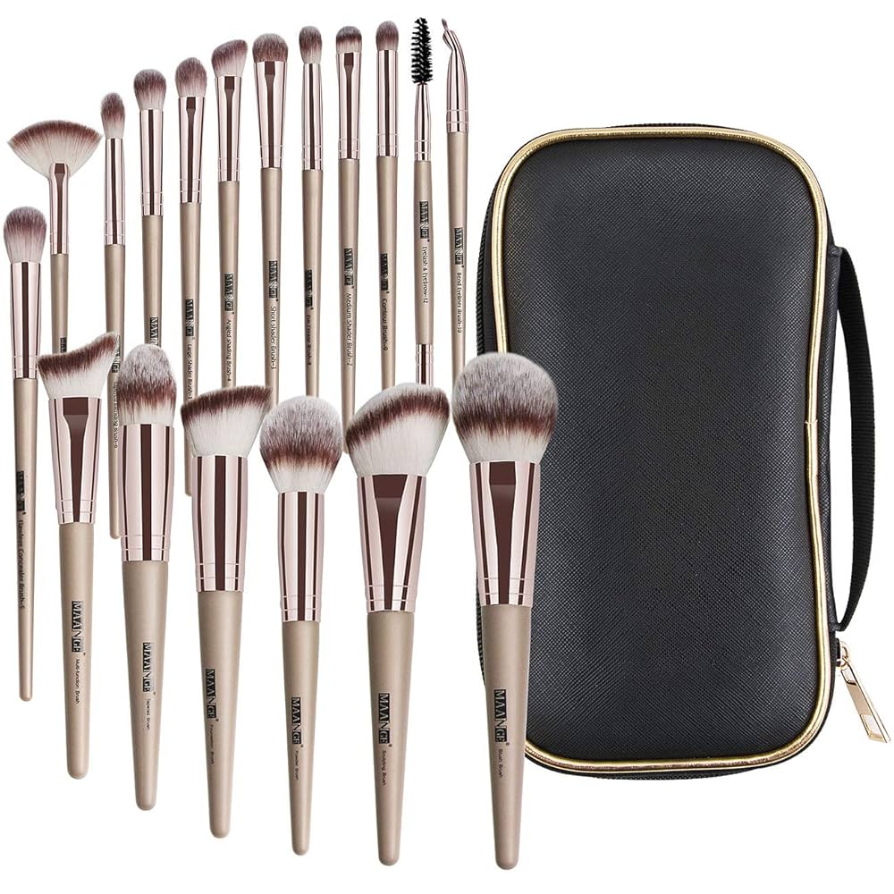 メイク道具・化粧小物 OWN 5 Brushes & Makeup Brush case MAANGE Makeup Brushes, 5 Pcs Premium Synthetic Makeup Brush